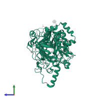 Polypeptide N-acetylgalactosaminyltransferase 3 in PDB entry 6s24, assembly 1, side view.