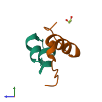 PDB entry 6s34 coloured by chain, side view.