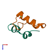 PDB entry 6s34 coloured by chain, top view.