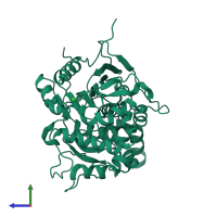 PDB entry 6s3g coloured by chain, side view.