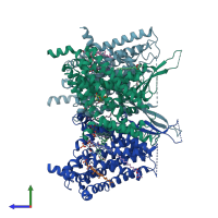 PDB entry 6s3q coloured by chain, side view.