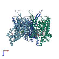 PDB entry 6s3q coloured by chain, top view.