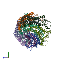 PDB entry 6s3r coloured by chain, side view.