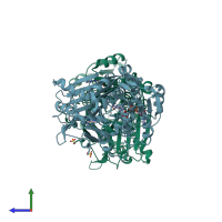 PDB entry 6s3x coloured by chain, side view.