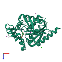 PDB entry 6s42 coloured by chain, top view.