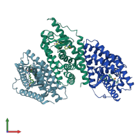 PDB entry 6s4u coloured by chain, front view.