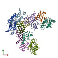 PDB entry 6s53 coloured by chain, front view.
