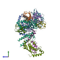 PDB entry 6s53 coloured by chain, side view.