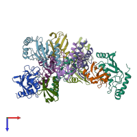 PDB entry 6s53 coloured by chain, top view.