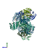 PDB entry 6s5b coloured by chain, side view.