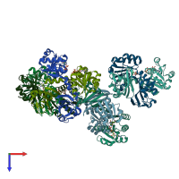 PDB entry 6s5b coloured by chain, top view.