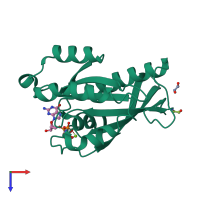 PDB entry 6s5f coloured by chain, top view.