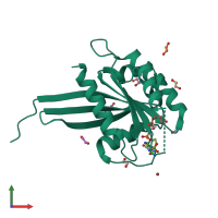 PDB entry 6s5h coloured by chain, front view.