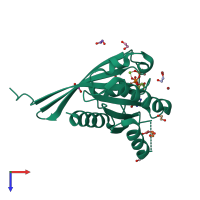 PDB entry 6s5h coloured by chain, top view.