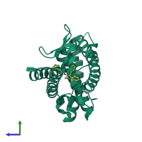 PDB entry 6s5k coloured by chain, side view.