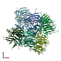 PDB entry 6s5u coloured by chain, front view.