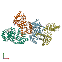 PDB entry 6s6a coloured by chain, front view.