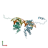 PDB entry 6s6h coloured by chain, front view.