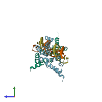 PDB entry 6s6h coloured by chain, side view.