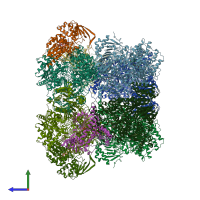 PDB entry 6s6u coloured by chain, side view.
