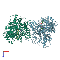 PDB entry 6s72 coloured by chain, top view.