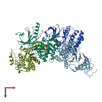 PDB entry 6s73 coloured by chain, top view.