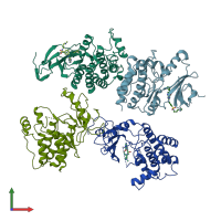 PDB entry 6s75 coloured by chain, front view.