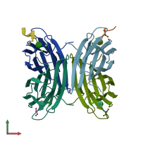 PDB entry 6s7g coloured by chain, front view.