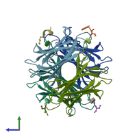 PDB entry 6s7g coloured by chain, side view.