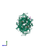 PDB entry 6s7p coloured by chain, side view.