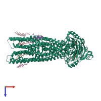 PDB entry 6s7p coloured by chain, top view.