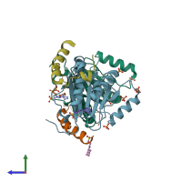 PDB entry 6s8s coloured by chain, side view.