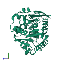 PDB entry 6s97 coloured by chain, side view.