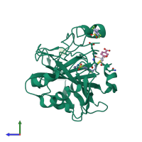 PDB entry 6s9g coloured by chain, side view.