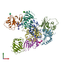 PDB entry 6s9j coloured by chain, front view.