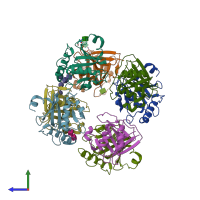 PDB entry 6s9j coloured by chain, side view.