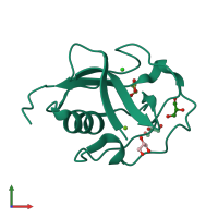 PDB entry 6sa4 coloured by chain, front view.