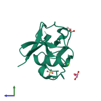 PDB entry 6sa5 coloured by chain, side view.