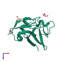 PDB entry 6sa5 coloured by chain, top view.