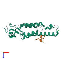 PDB entry 6sag coloured by chain, top view.