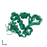PDB entry 6sap coloured by chain, ensemble of 20 models, front view.