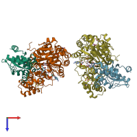 PDB entry 6saq coloured by chain, top view.