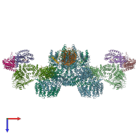 PDB entry 6sb0 coloured by chain, top view.