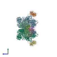 PDB entry 6sb2 coloured by chain, side view.