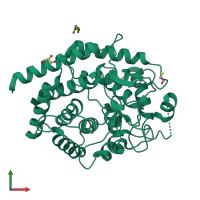 PDB entry 6sbf coloured by chain, front view.