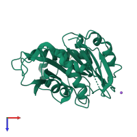 PDB entry 6sbn coloured by chain, top view.