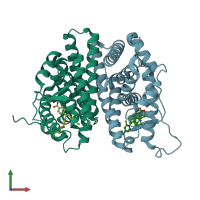 PDB entry 6sbo coloured by chain, front view.