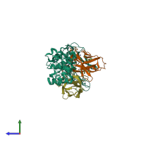 PDB entry 6sc7 coloured by chain, side view.