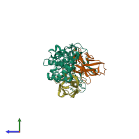 PDB entry 6sc8 coloured by chain, side view.