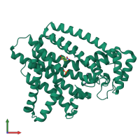PDB entry 6sdn coloured by chain, front view.